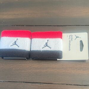 Jordan Tri-Color Terry Wristbands - Red, White, Black